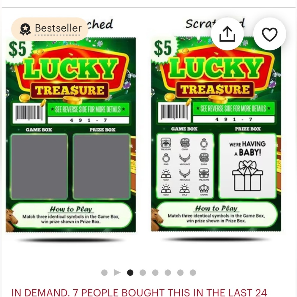 Pregnancy Announcement Scratch / Lotto Cards from Etsy